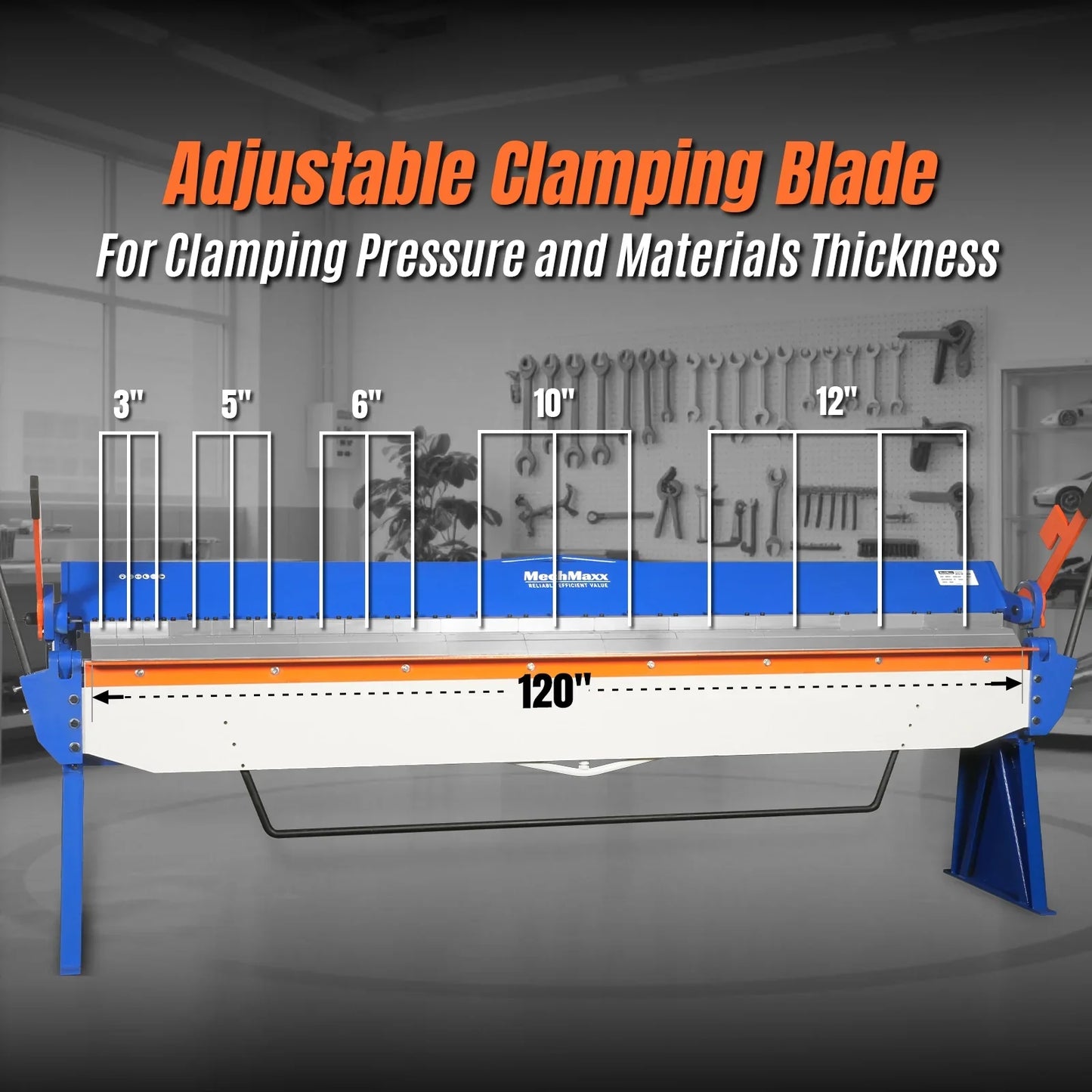 MechMaxx PB12014 Sheet Metal Brake 120" Manual 14 Gauge Box and Pan Adjustable Fingers Heavy-Duty Steel New