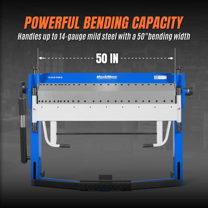 MechMaxx PB2A5014' Clamp Pan and Box Brake 50" Industrial Heavy Duty Sheet Metal Folding Machine 0-135° Bending Angle 1.9" Clamping Lift 2" Box Depth New