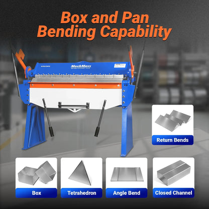 MechMaxx PB4812 Pan and Box Brake 48" Manual Heavy Duty 12 Gauge Mild Steel 135° Bending Angle Individual Bending Fingers New