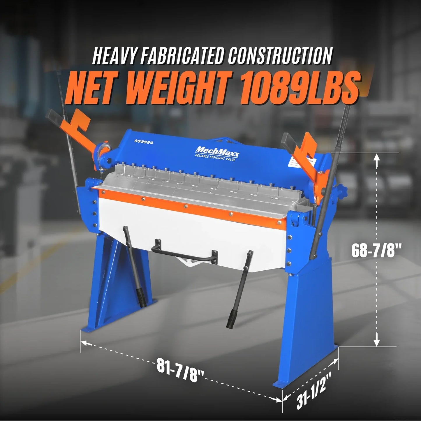 MechMaxx PB4812 Pan and Box Brake 48" Manual Heavy Duty 12 Gauge Mild Steel 135° Bending Angle Individual Bending Fingers New