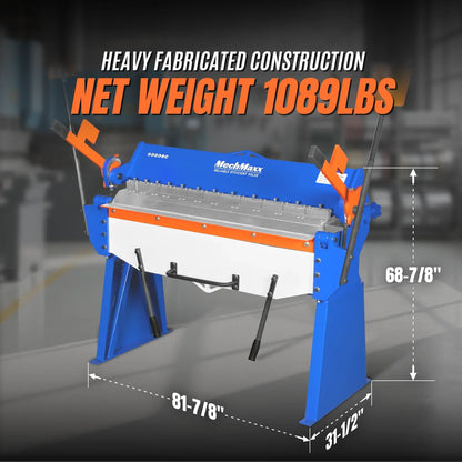 MechMaxx PB4812 Pan and Box Brake 48" Manual Heavy Duty 12 Gauge Mild Steel 135° Bending Angle Individual Bending Fingers New