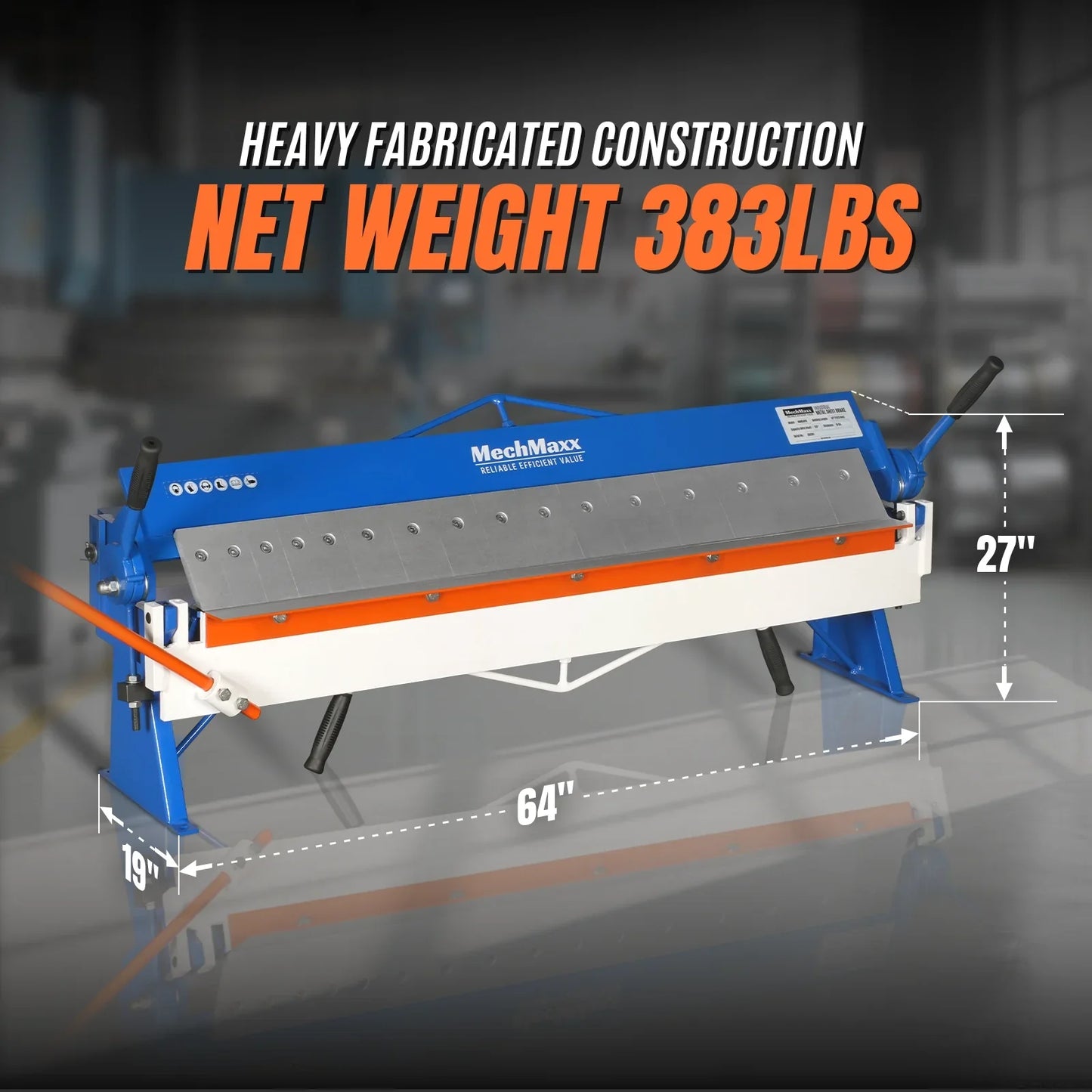 MechMaxx PB4816 Pan and Box Brake 48" Manual 16 Gauge Mild Steel Capacity 135° Bending Angle 16 Precision Fingers New