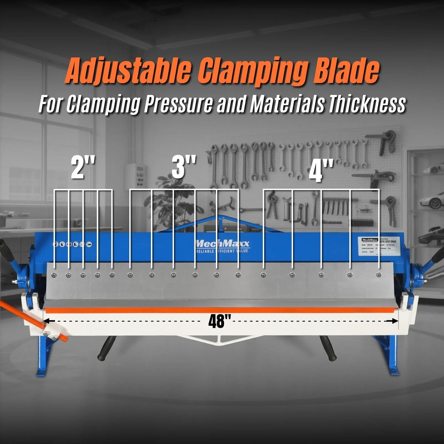 MechMaxx PB4816 Pan and Box Brake 48" Manual 16 Gauge Mild Steel Capacity 135° Bending Angle 16 Precision Fingers New