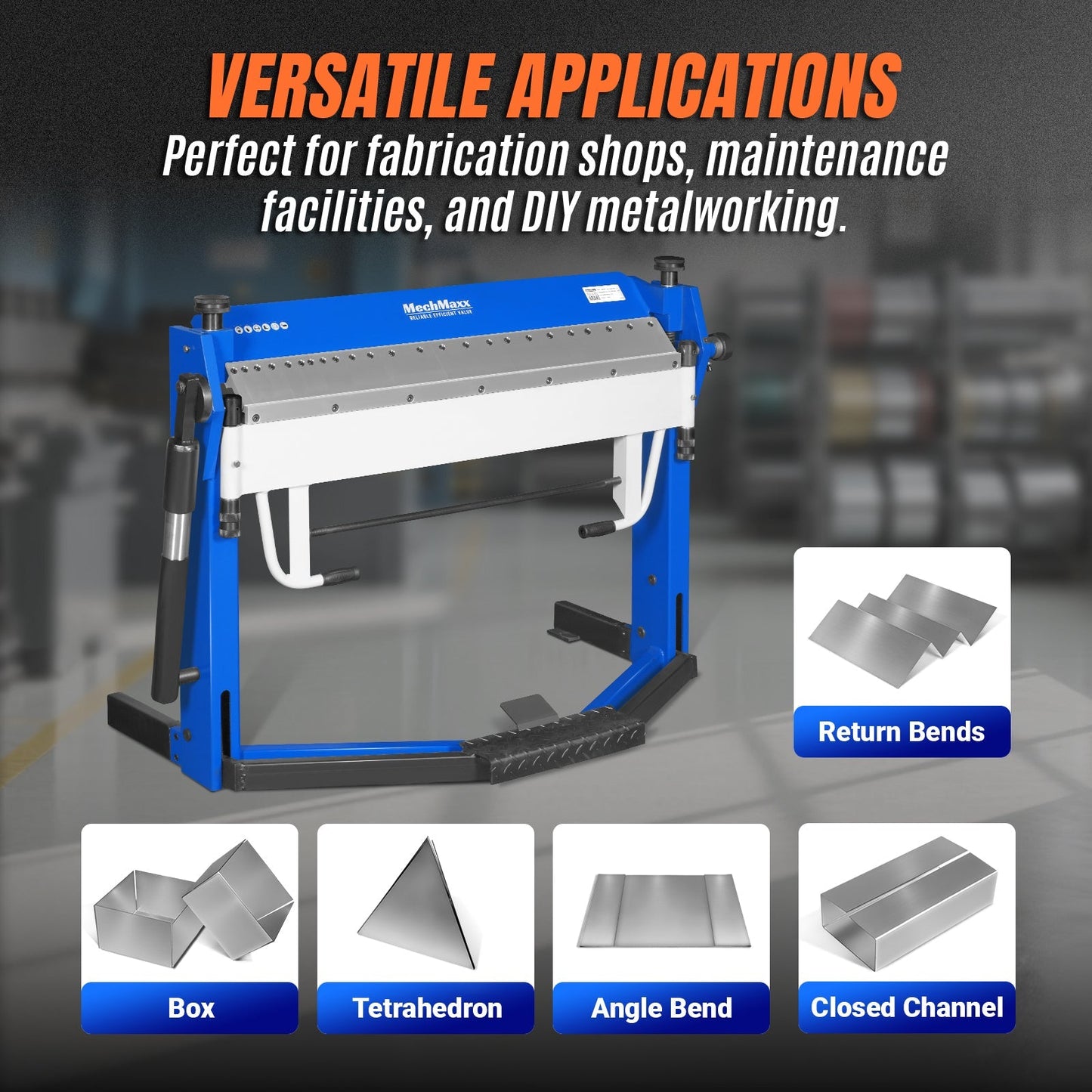 MechMaxx PBA5014' Clamp Pan and Box Brake 50" Light Duty Sheet Metal Folding Machine 0-135° Bending Angle 1.9" Clamping Lift 2" Box Depth New