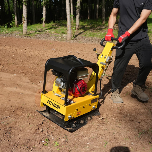 MechMaxx PC150H Plate Compactor Honda GX160 Reversible with Wheel Kit Extension Plates 5625 lbs Centrifugal Force New