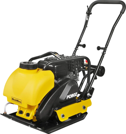 MechMaxx PC80Z Plate Compactor 5.8 HP Vibratory with Wheel Kit 3150 lbs Centrifugal Force for Soil Gravel Asphalt Paver Base New