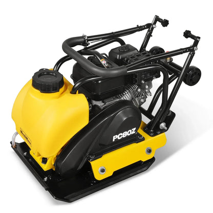 MechMaxx PC80Z Plate Compactor 5.8 HP Vibratory with Wheel Kit 3150 lbs Centrifugal Force for Soil Gravel Asphalt Paver Base New