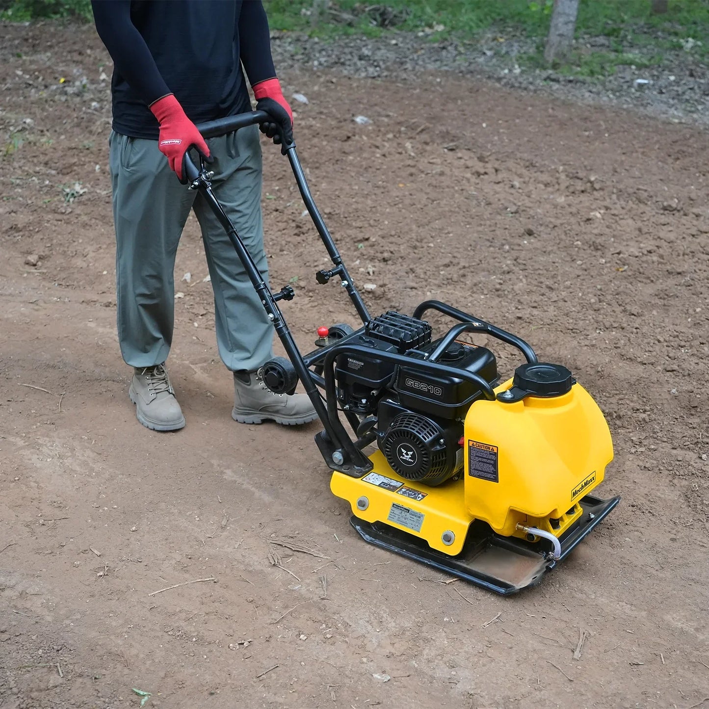 MechMaxx PC80Z Plate Compactor 5.8 HP Vibratory with Wheel Kit 3150 lbs Centrifugal Force for Soil Gravel Asphalt Paver Base New