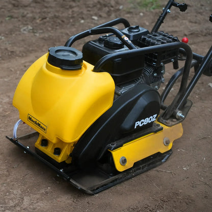 MechMaxx PC80Z Plate Compactor 5.8 HP Vibratory with Wheel Kit 3150 lbs Centrifugal Force for Soil Gravel Asphalt Paver Base New