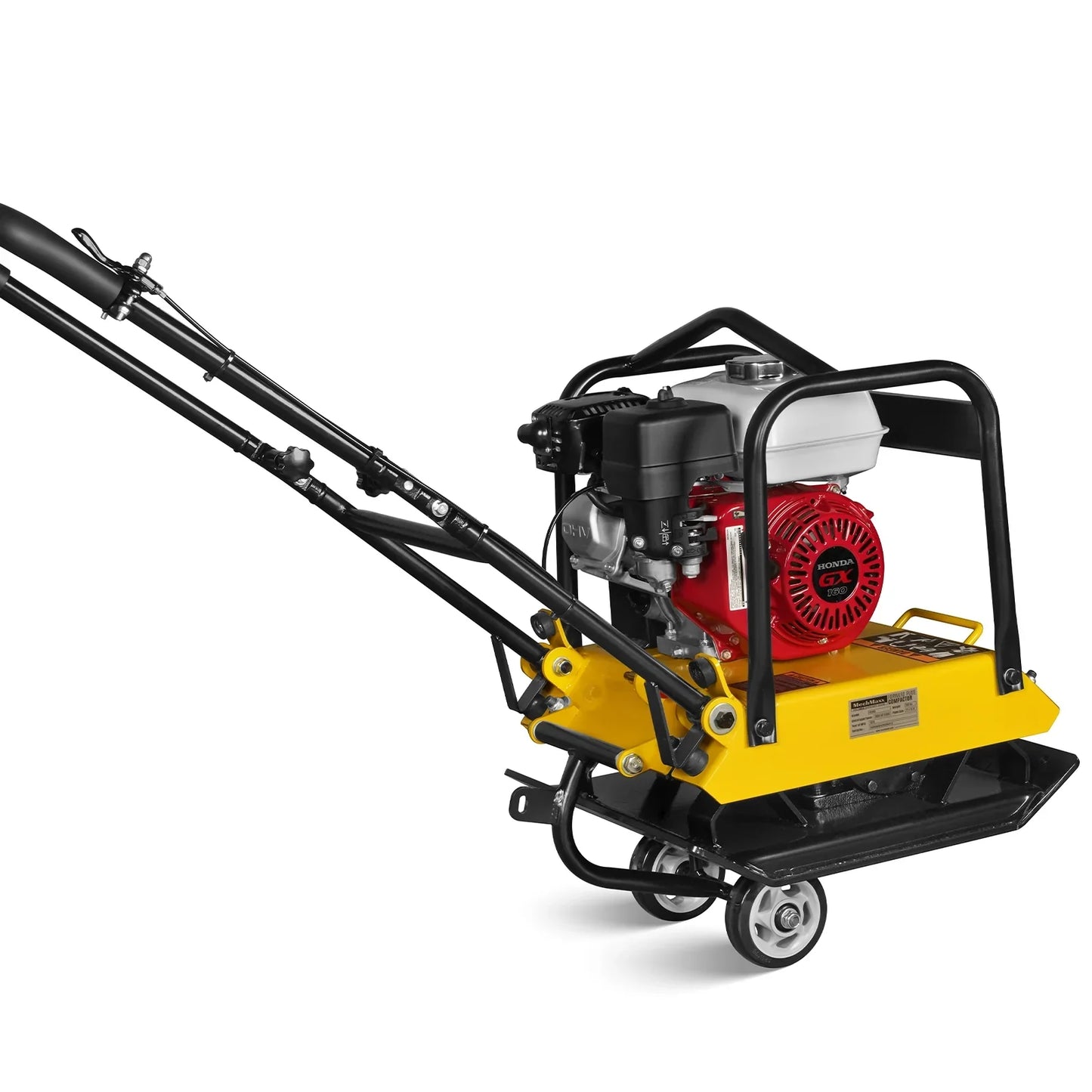 MechMaxx PC90H Plate Compactor Honda GX160 Vibratory with Wheel Kit 3600 lbs Centrifugal Force for Soil Gravel Asphalt Paver Base New