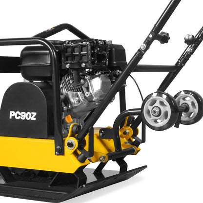 MechMaxx PC90Z Plate Compactor 5.8 HP Vibratory with Wheel Kit 3600 lbs Centrifugal Force for Soil Gravel Asphalt Paver Base New
