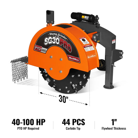 MechMaxx SG30 Stump Grinder 3-Point PTO 30" Flywheel 40-100 HP 44 Carbide Teeth New