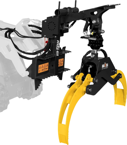 MechMaxx RLG61 Skid Steer Grapple Attachment 59" Hydraulic Rotating Log Grapple 1500 lbs Lift Capacity 360 Degree Rotation New