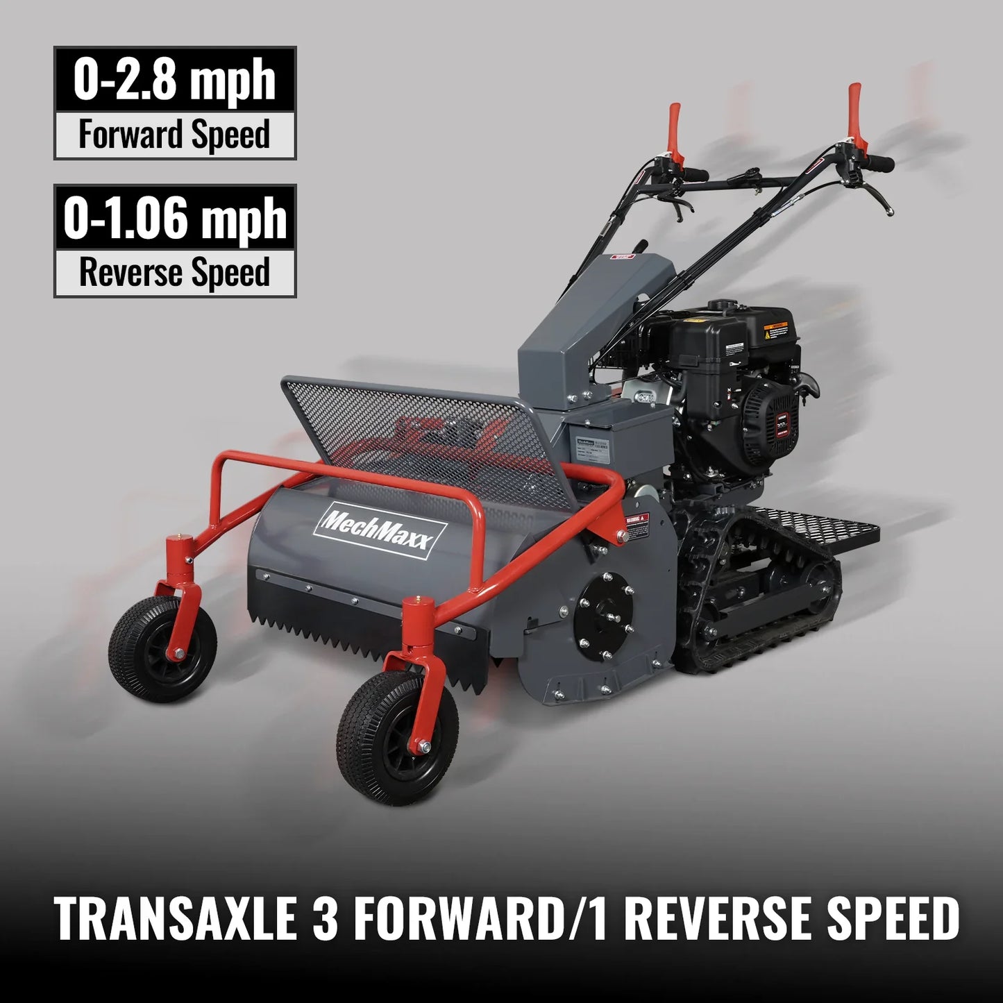 MechMaxx SFM27T Flail Mower 27" Walk Behind Self-Propelled Tracked Electric Start 10HP 302cc New
