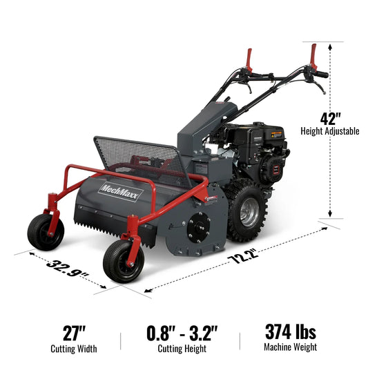 MechMaxx SFM27W Flail Mower 27" Walk Behind Self-Propelled Wheeled Electric Start 10HP 302cc New