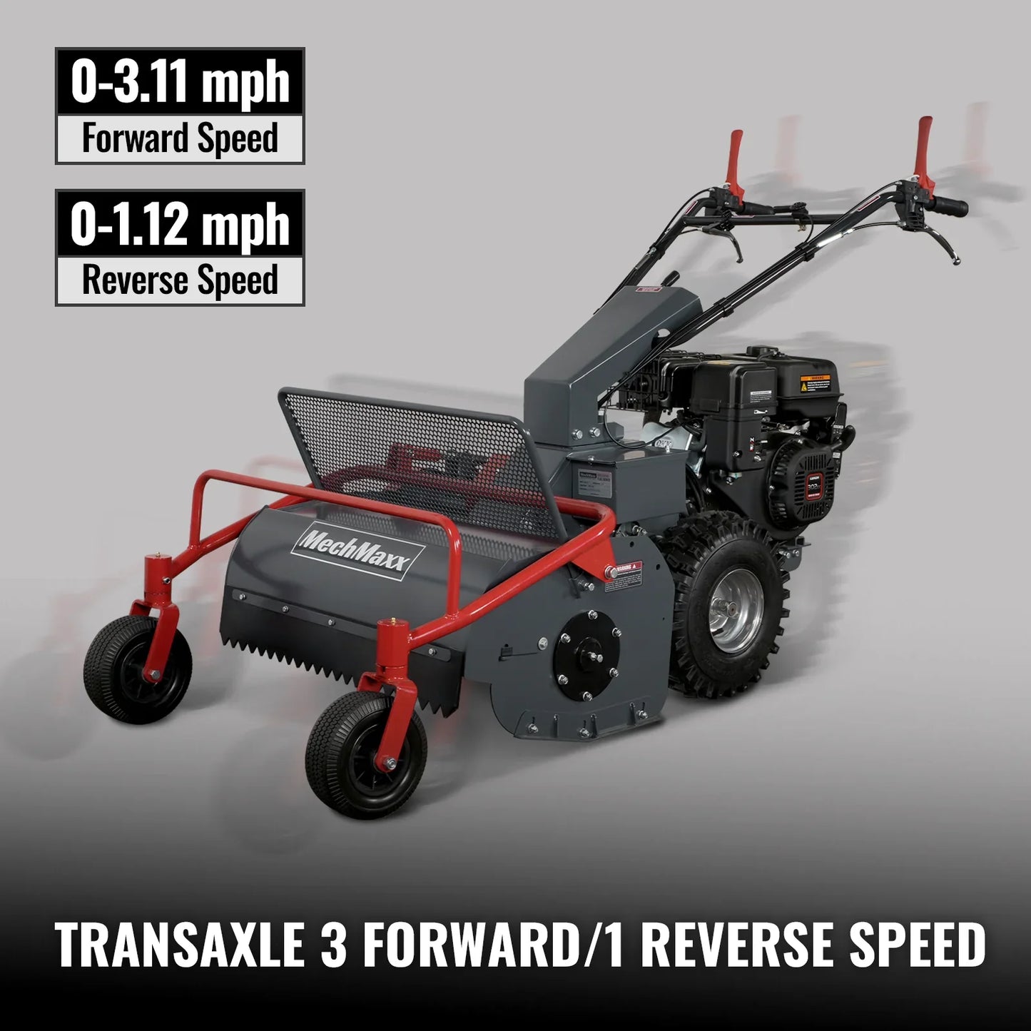MechMaxx SFM27W Flail Mower 27" Walk Behind Self-Propelled Wheeled Electric Start 10HP 302cc New