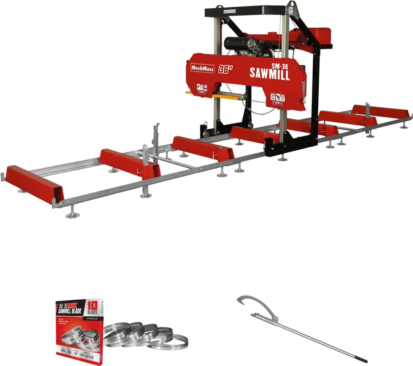 MechMaxx SM36 Sawmill 36" MAX Portable 25HP 688cc Honda GX690 V-Twin Engine 36" Board Width 20' Track Length 10 Blades Included New