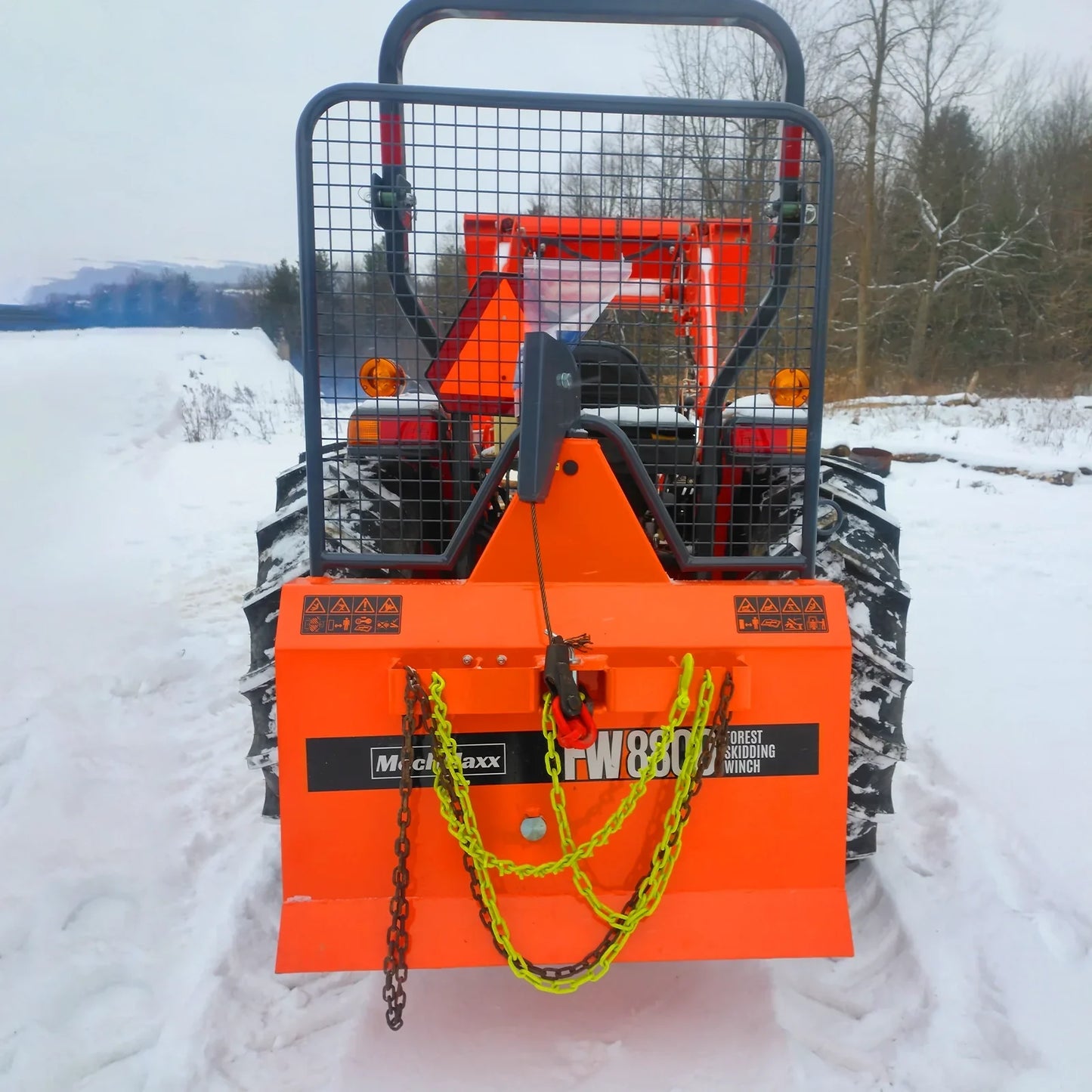 MechMaxx FW8800 Forestry Winch 8800 lbs 3-Point Hitch Log Skidding 200' Cable 25-60 HP Tractor Category 1 Hookup New