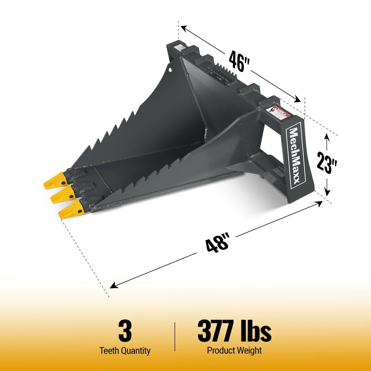 MechMaxx SBE53 Skid Steer Attachment 48" Stump Bucket Wrecker Universal Quick Attach Bolt-On Cutting Teeth New
