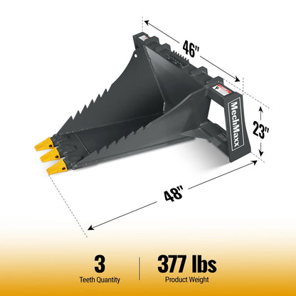 MechMaxx SBE53 Skid Steer Attachment 48" Stump Bucket Wrecker Universal Quick Attach Bolt-On Cutting Teeth New