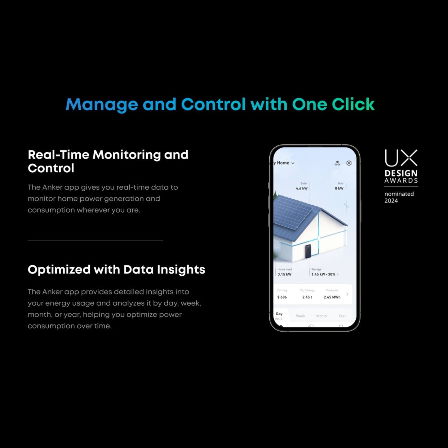 Smart home energy monitoring app of Anker SOLIX X1 Home Energy Storage System