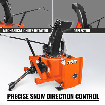 MechMaxx TSB48T Snow Blower 48" 3 Point PTO 24" Impeller 360° Snow Chute 20-45 HP New