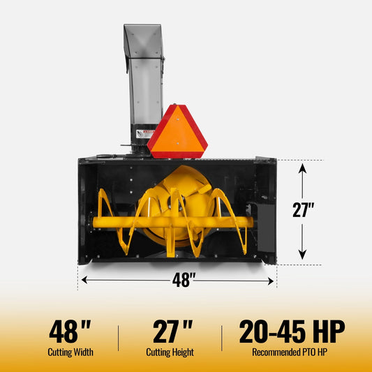 MechMaxx TSB48 Snow Blower 48" 3 Point PTO 24" Impeller 360° Chute 20-45 HP New