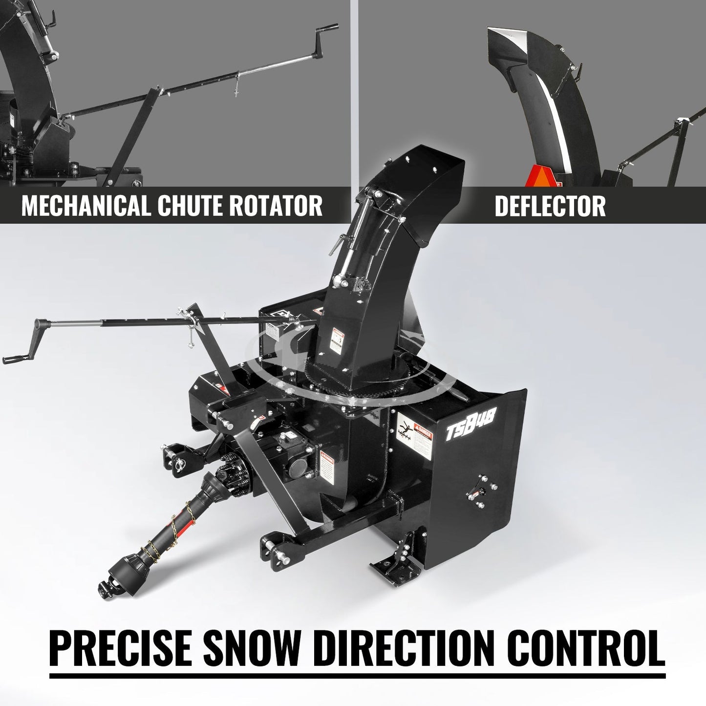MechMaxx TSB48 Snow Blower 48" 3 Point PTO 24" Impeller 360° Chute 20-45 HP New
