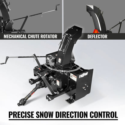 MechMaxx TSB48 Snow Blower 48" 3 Point PTO 24" Impeller 360° Chute 20-45 HP New