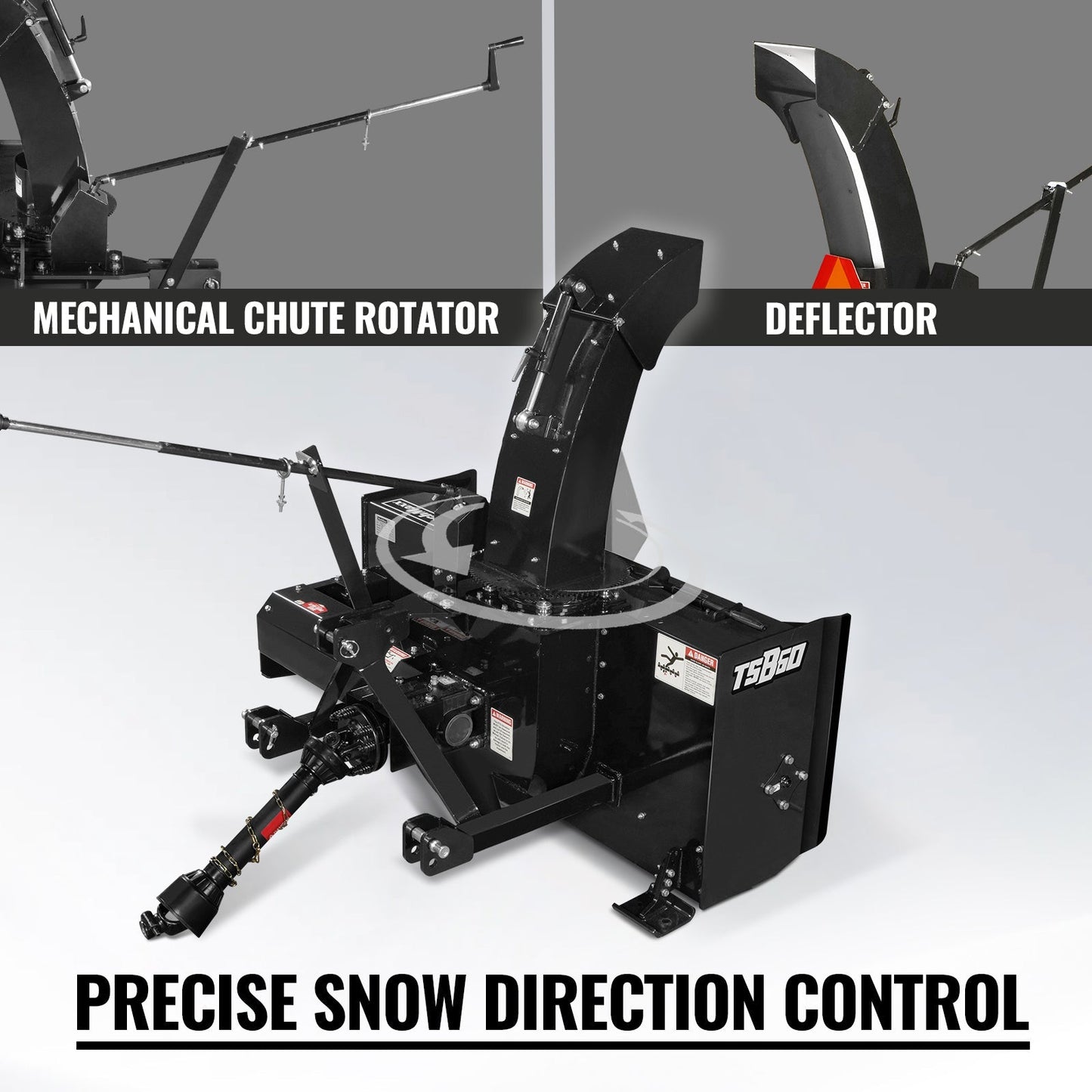 MechMaxx TSB60 Snow Blower 60" 3 Point PTO 24" Impeller Diameter 360° Snow Chute 25-65 HP New