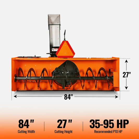 MechMaxx TSB84T Snow Blower 84" 3 Point PTO 24" Impeller 360° Chute 35-95 HP New