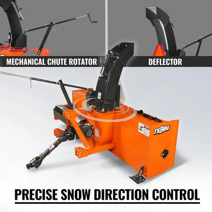 MechMaxx TSB84T Snow Blower 84" 3 Point PTO 24" Impeller 360° Chute 35-95 HP New