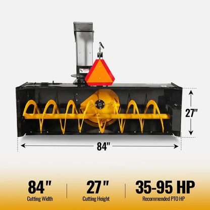 MechMaxx TSB84 Snow Blower 84" 3 Point PTO 24" Impeller 360° Snow Chute 35-95 HP New