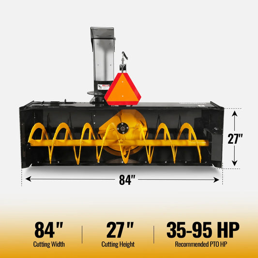 MechMaxx TSB84 Snow Blower 84" 3 Point PTO 24" Impeller 360° Snow Chute 35-95 HP New