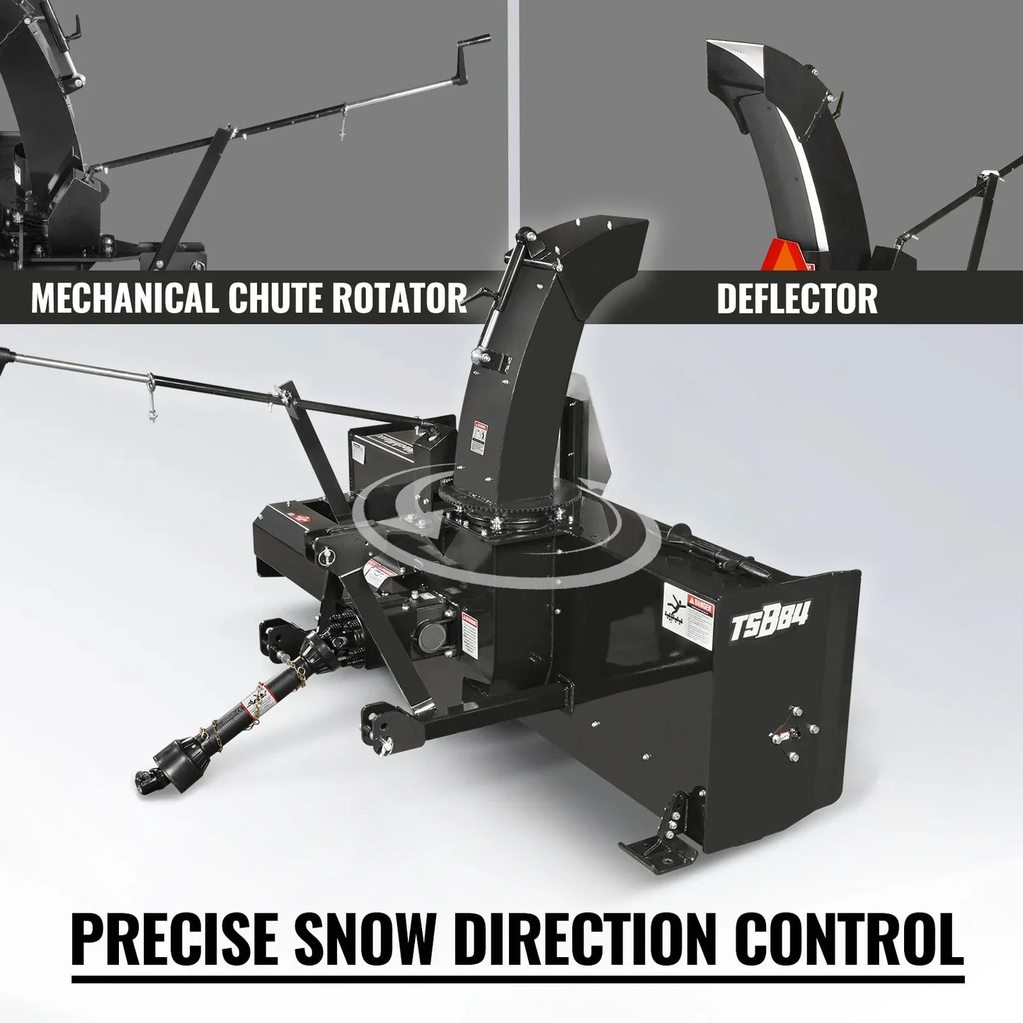 MechMaxx TSB84 Snow Blower 84" 3 Point PTO 24" Impeller 360° Snow Chute 35-95 HP New