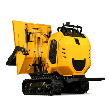 MechMaxx T80FL Mini Dumper 1800 lbs 420cc Electric Start Gas Engine Stand-On Hydraulic Track Self-Loading New