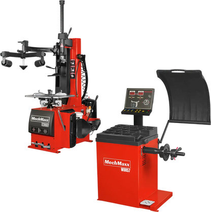 MechMaxx TC9661+WB857 Tire Changer 24" Rim Assist Arm Wheel Balancer Bundle New