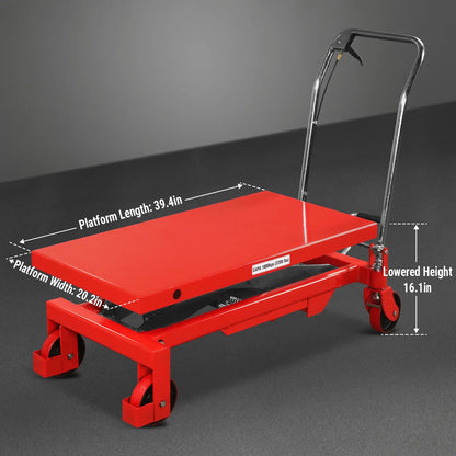 MechMaxx TF22 Lift Table Mobile Scissor Cart 2200 lbs Capacity 39.4" x 20.2" Platform Height 39.4" New