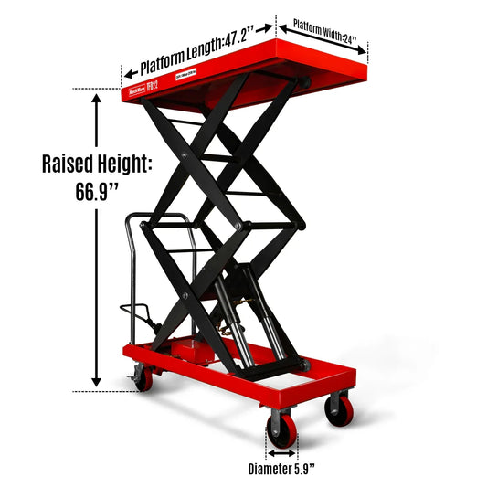 MechMaxx TFD22 Lift Table Mobile Double Scissor Cart 2200 lbs 47.2" x 24" 66.9" New