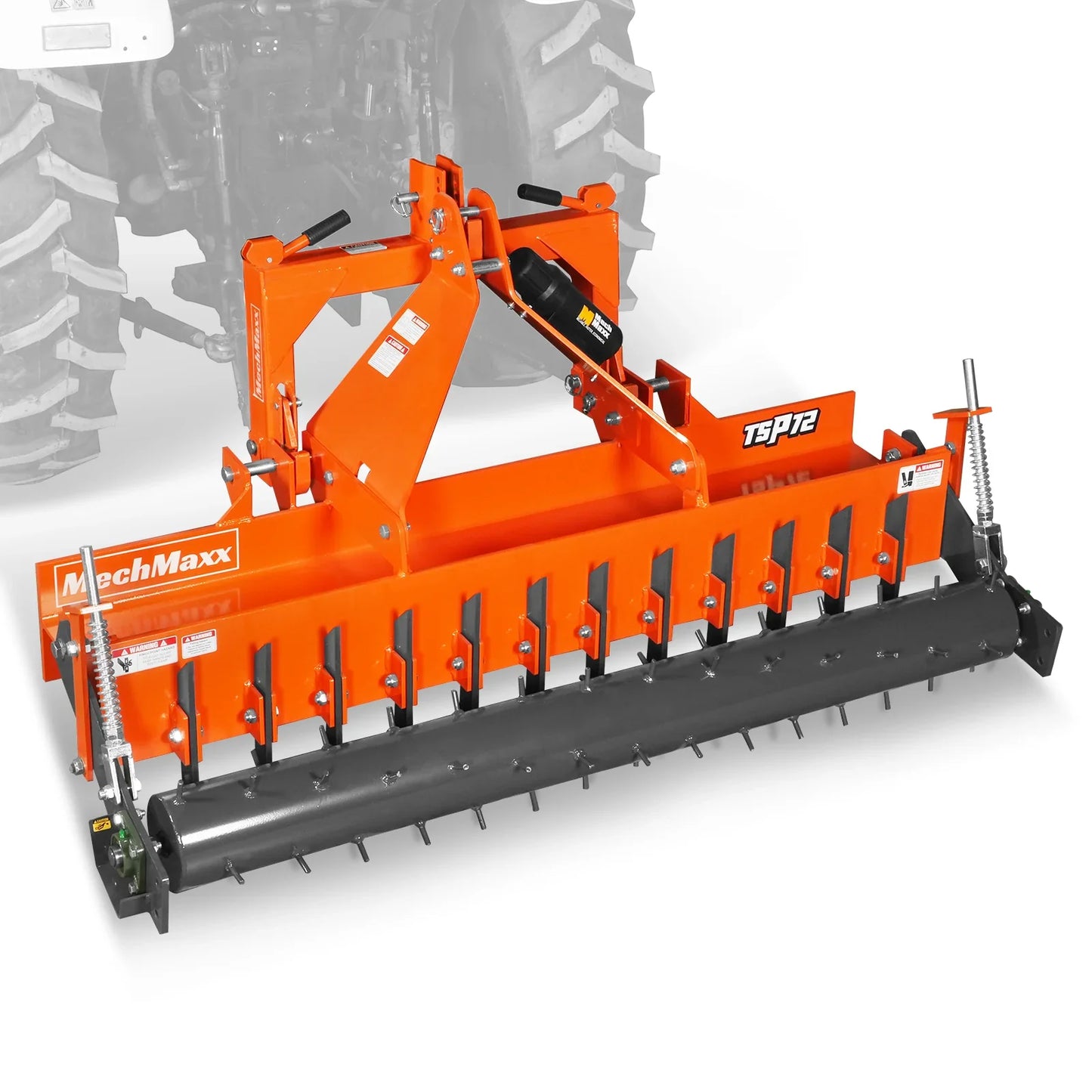 MechMaxx TSP72 Soil Pulverizer 72" Heavy Duty Single Spiked Roller 25 Shanks Category 1 and 2 3 Point Hitch Tractor Attachment New