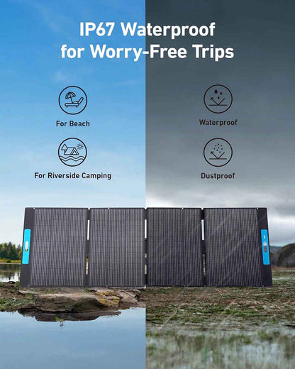 The Anker SOLIX PS400 Solar Panel is IP67 Waterproof Rated