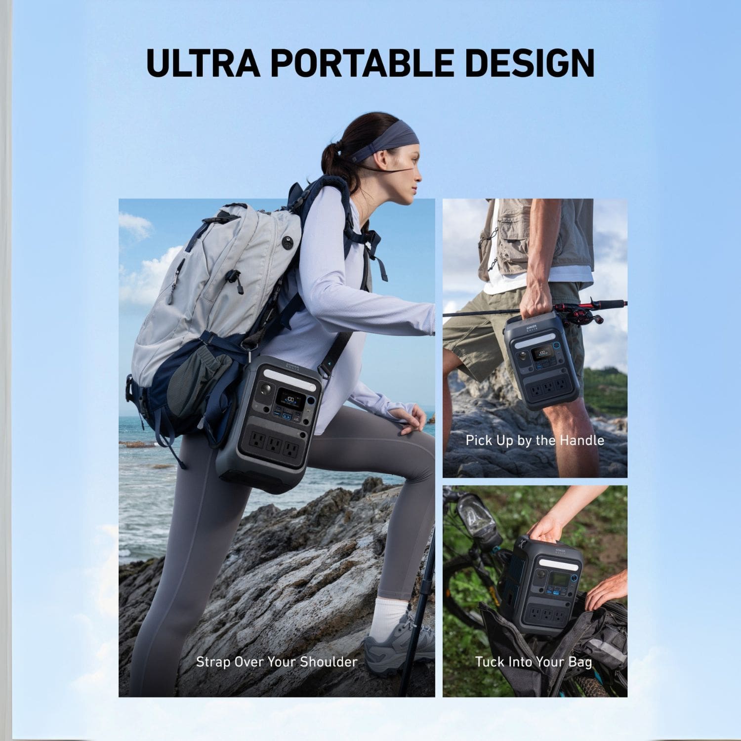 The SOLIX C200X Has An Ultra Portable Design - Use The Shoulder Strap, Pick It Up By The Handle, Or Tuck It Into Your Bag