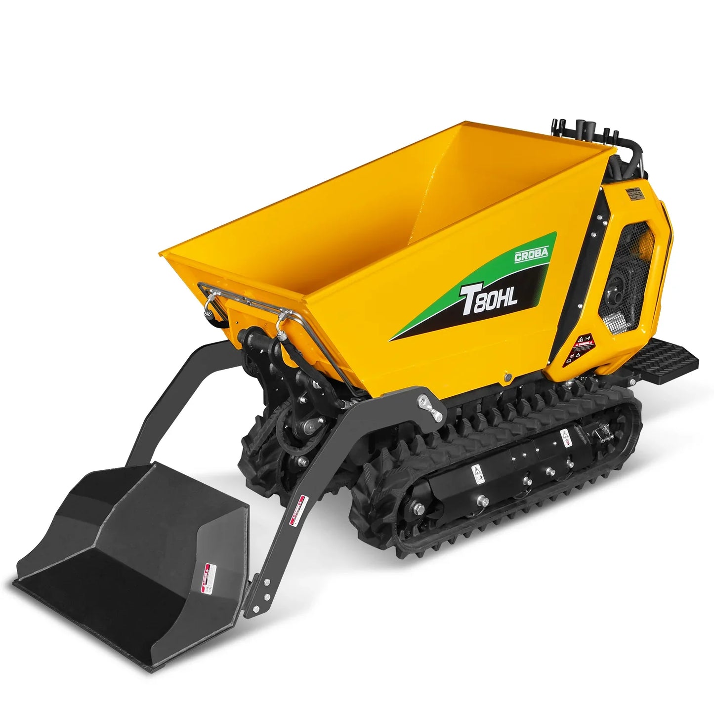MechMaxx T80HL Mini Dumper 1100lbs 420cc Electric Start Gas Engine Stand-On Hydraulic Track Self-Loading Tipping Lifting New