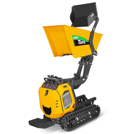 MechMaxx T80HL Mini Dumper 1100lbs 420cc Electric Start Gas Engine Stand-On Hydraulic Track Self-Loading Tipping Lifting New