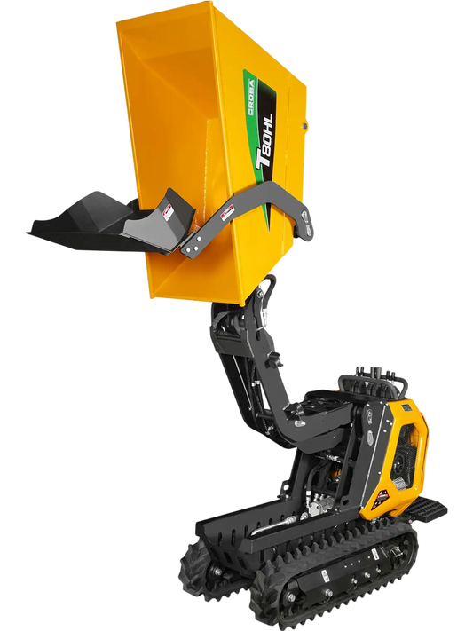 MechMaxx T80HL Mini Dumper 1100lbs 420cc Electric Start Gas Engine Stand-On Hydraulic Track Self-Loading Tipping Lifting New