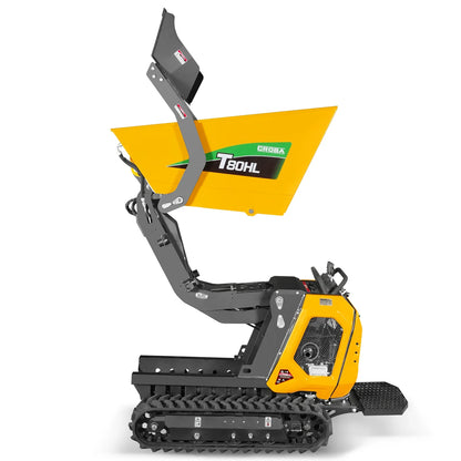 MechMaxx T80HL Mini Dumper 1100lbs 420cc Electric Start Gas Engine Stand-On Hydraulic Track Self-Loading Tipping Lifting New