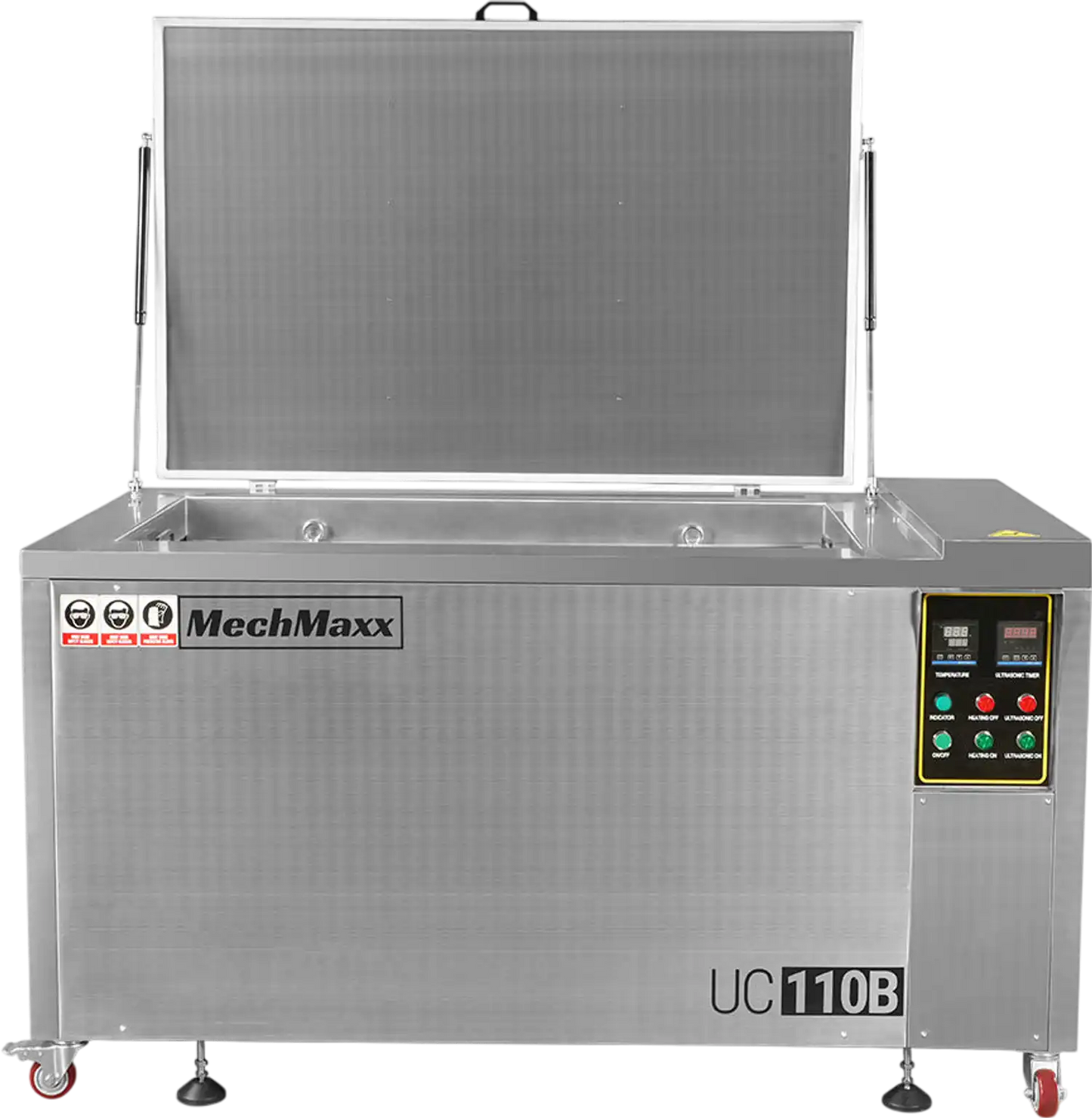 MechMaxx UC110B Ultrasonic Cleaner 114 Gal 432L Heavy Duty Industrial Parts Washer 28kHz 60 Transducers SS304 Tank 10kW Heater 208-240V 3 Phase Power New