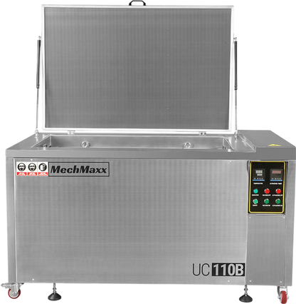 MechMaxx UC110B Ultrasonic Cleaner 114 Gal 432L Heavy Duty Industrial Parts Washer 28kHz 60 Transducers SS304 Tank 10kW Heater 208-240V 3 Phase Power New