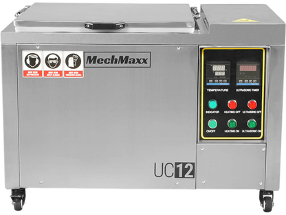 MechMaxx UC12 Ultrasonic Cleaner 12 Gal 47 L Heavy Duty Industrial Parts Washer 28kHz 9 Transducers SS304 Tank 6.6kW Heater 208-240V 1 Phase Power New