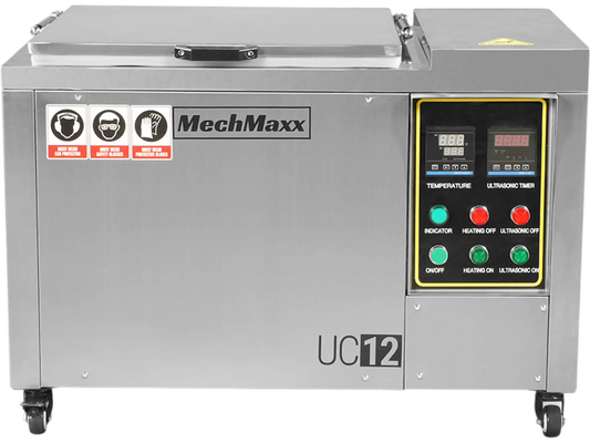 MechMaxx UC12 Ultrasonic Cleaner 12 Gal 47 L Heavy Duty Industrial Parts Washer 28kHz 9 Transducers SS304 Tank 6.6kW Heater 208-240V 1 Phase Power New